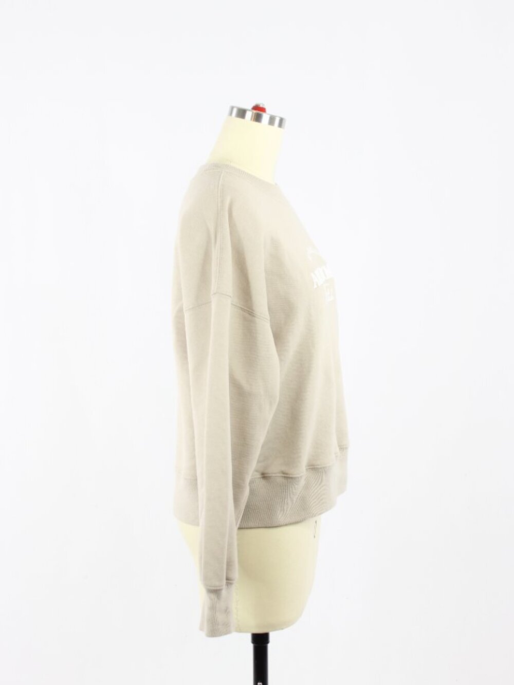 ABERCROMBIE & FITCH Taupe Cotton Fleece Embroidered Crew Sweatshirt, Size XS - Picture 4 of 14